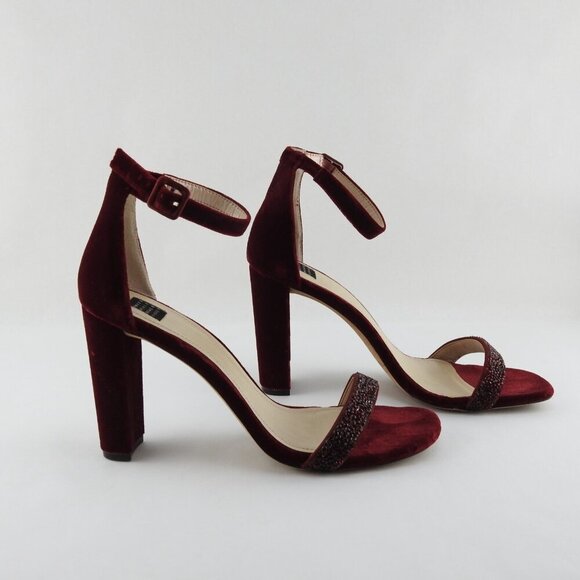 Women's 10 M White House Black Market Burgundy Pink Suede Ankle Strap Shoes Heel - Picture 4 of 13